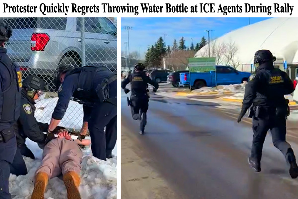 Anti-ICE Protester Learns the Hard Way Not to Hurl Water Bottle at Federal Agents